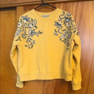 danielrainn Women’s Yellow Sweatshirt with Blue Embroidery